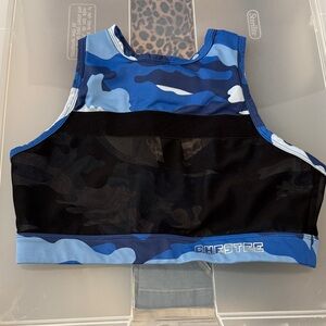 The Chestee Blue and Black Camo Sports Bra